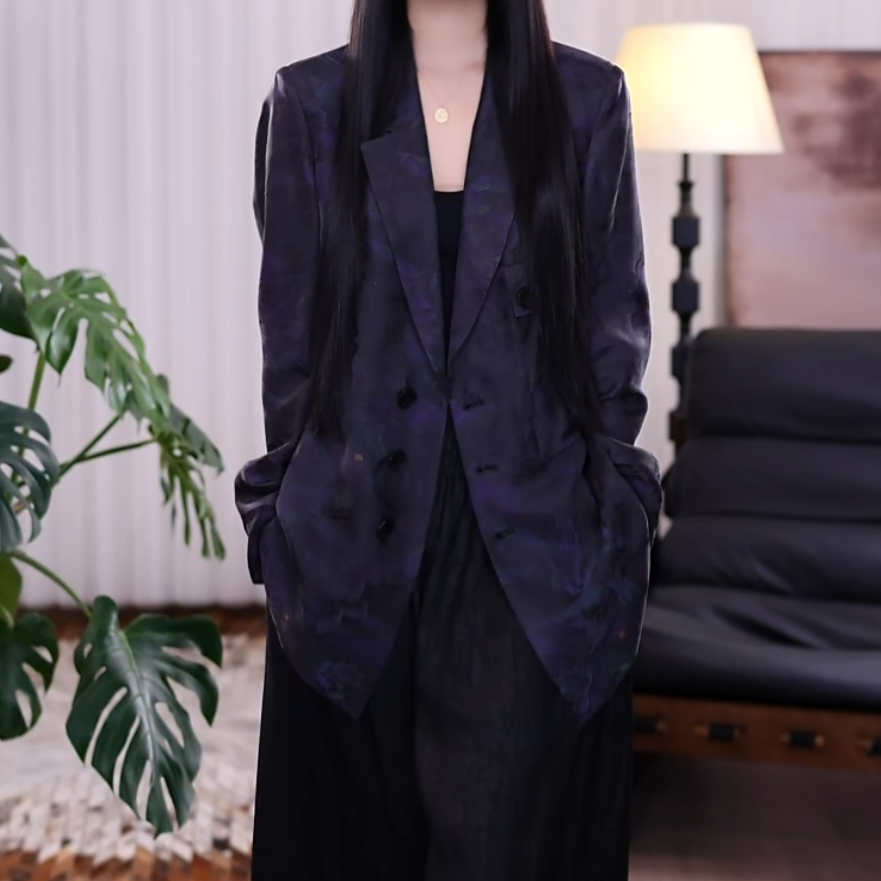 『黛染』桑蚕丝香云纱休闲显瘦宽松时尚上衣汉服