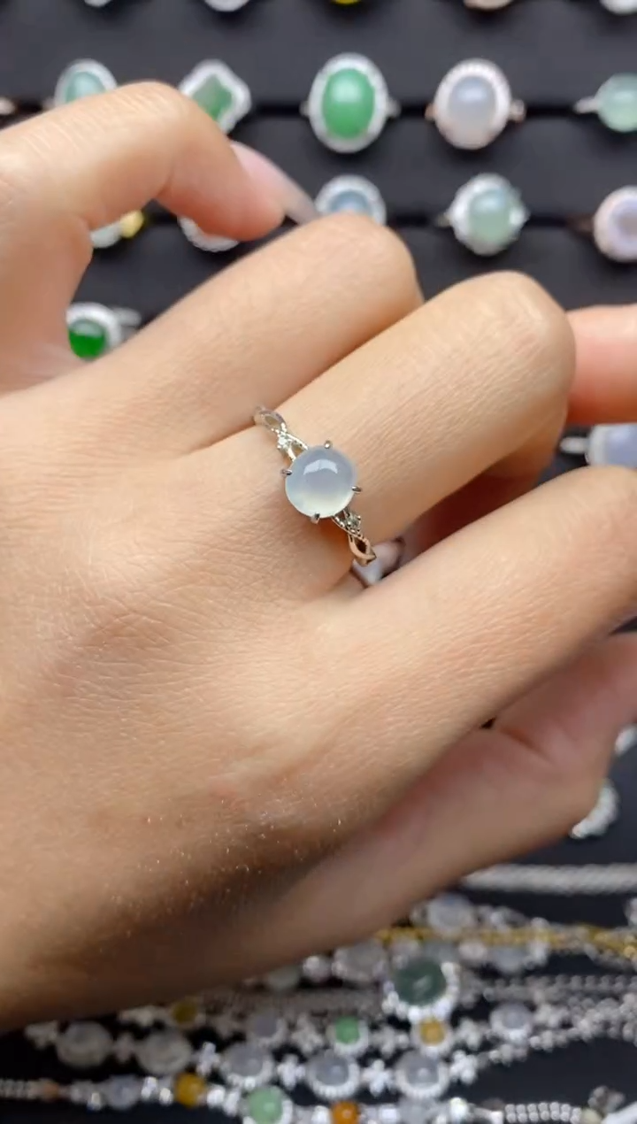 【闪购商品】翡翠戒指银S925镶嵌 S925银镶嵌翡翠戒指