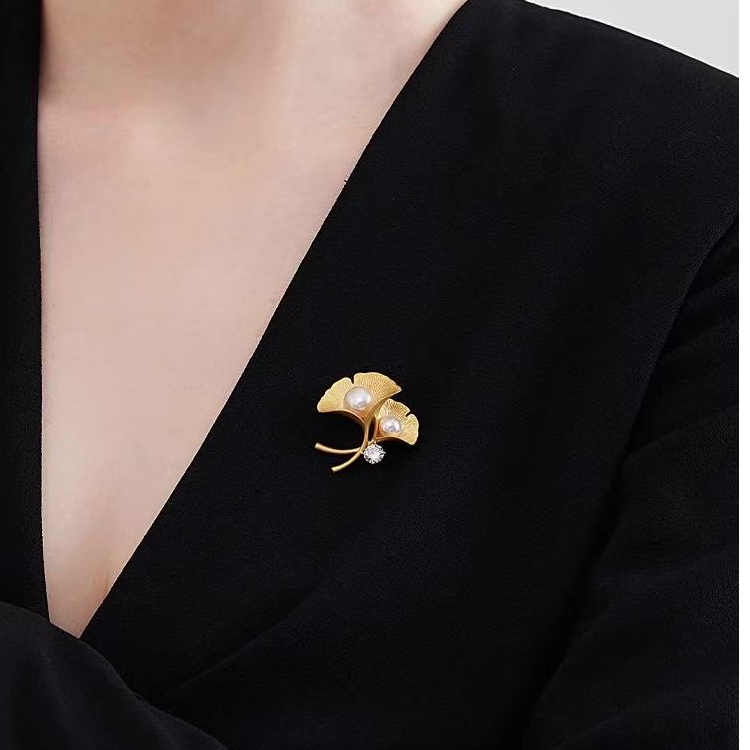 铜合金胸针 -25轻奢时尚复古金色优雅花朵女胸针精致高档胸针