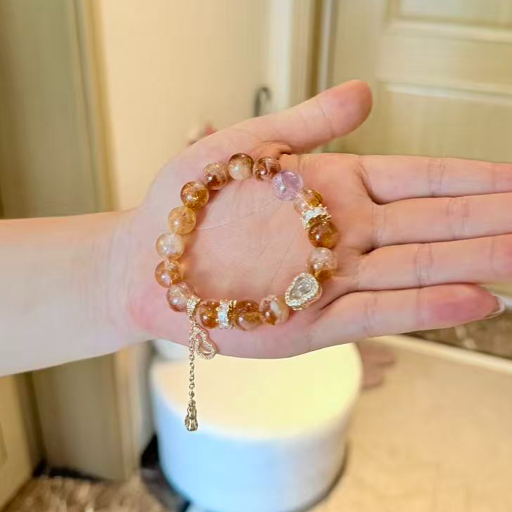 【一抹紫】招财黄塔紫阿赛水晶设计感手串