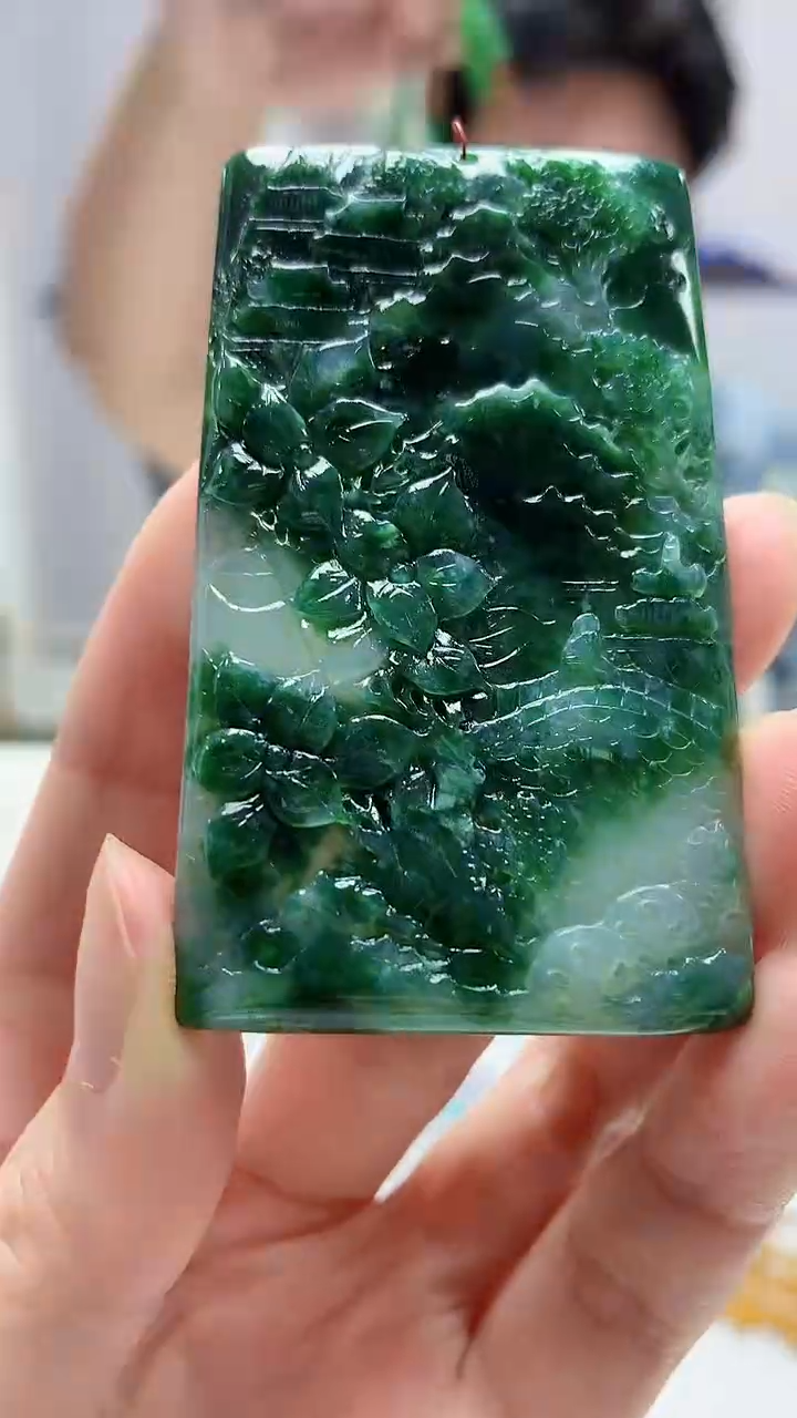 【闪购商品】定制翡翠未镶嵌4688zm-毛货赠珠链山水189