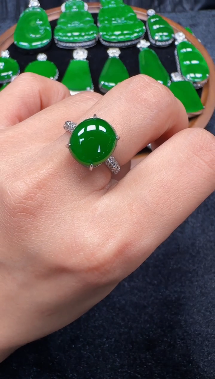 未镶嵌定制翡翠翡翠戒指89