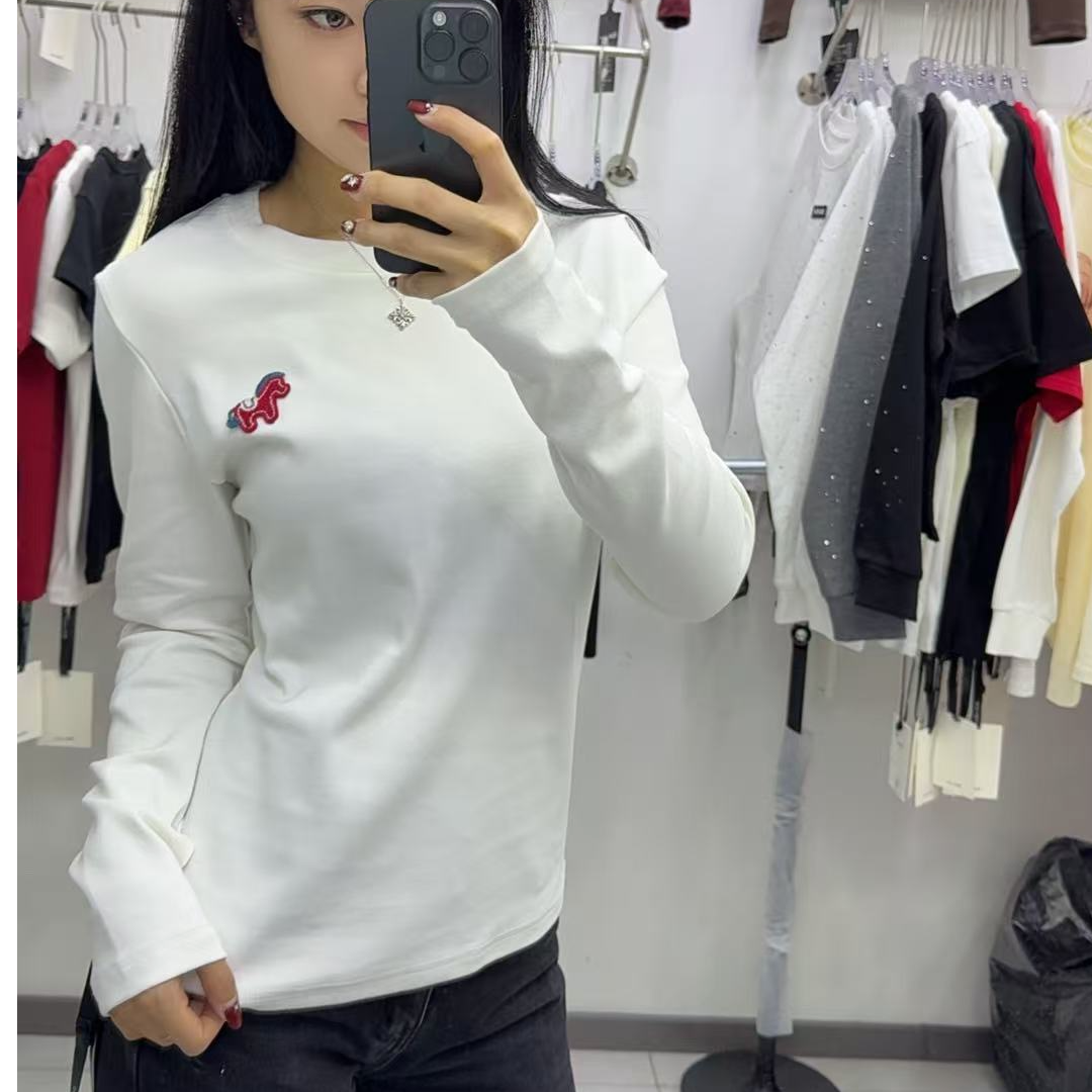 女常规款圆领长袖极简风常规T恤百搭套头女款1218