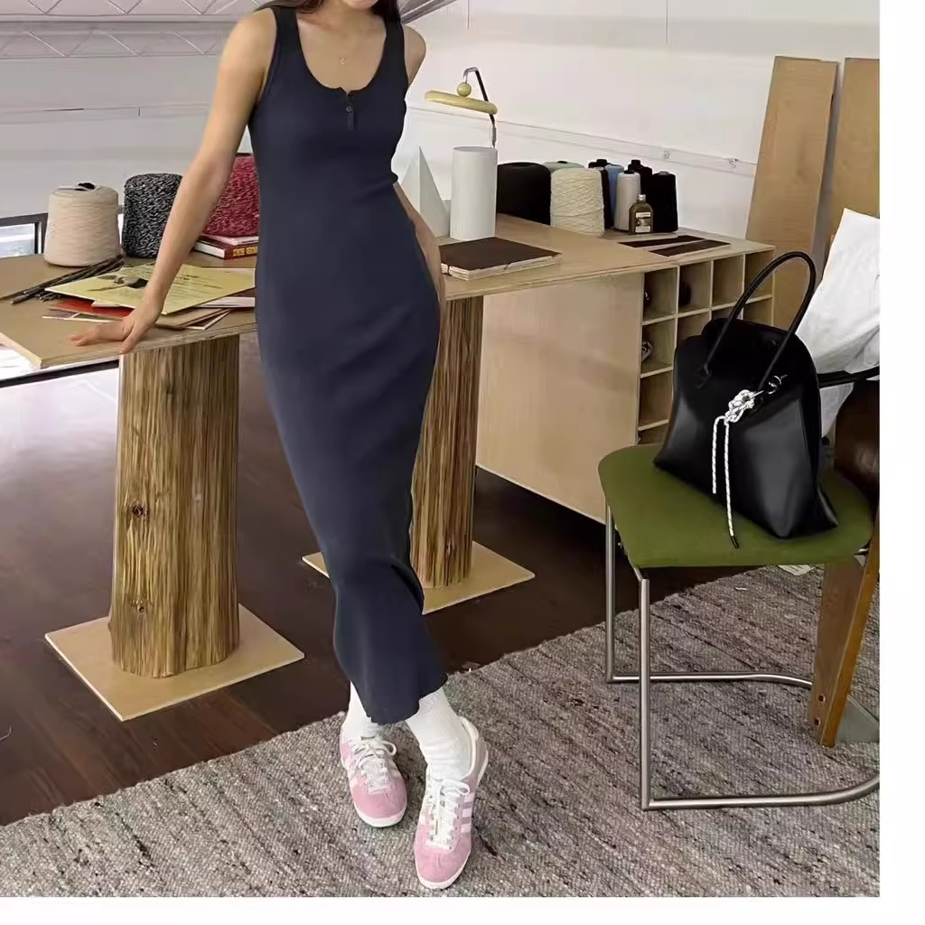 TRUST ME吊带无袖INS风长裙连衣裙纯色秋冬U型领31059