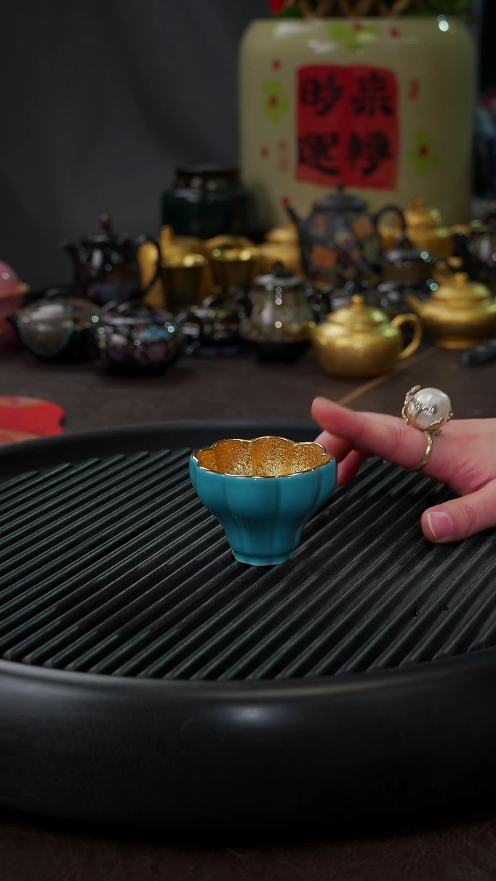 【闪购商品】杯【宜景窑松石蓝鎏金】小曼陀罗