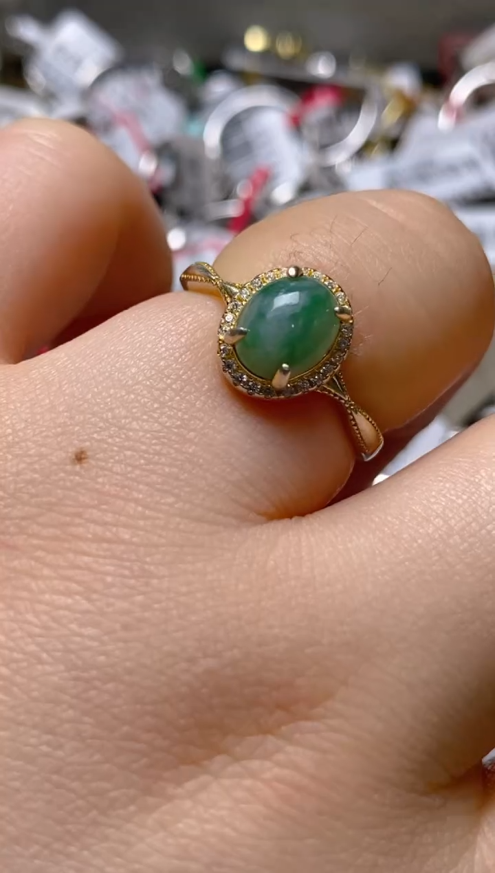 银S925镶嵌戒指翡翠百内无证书