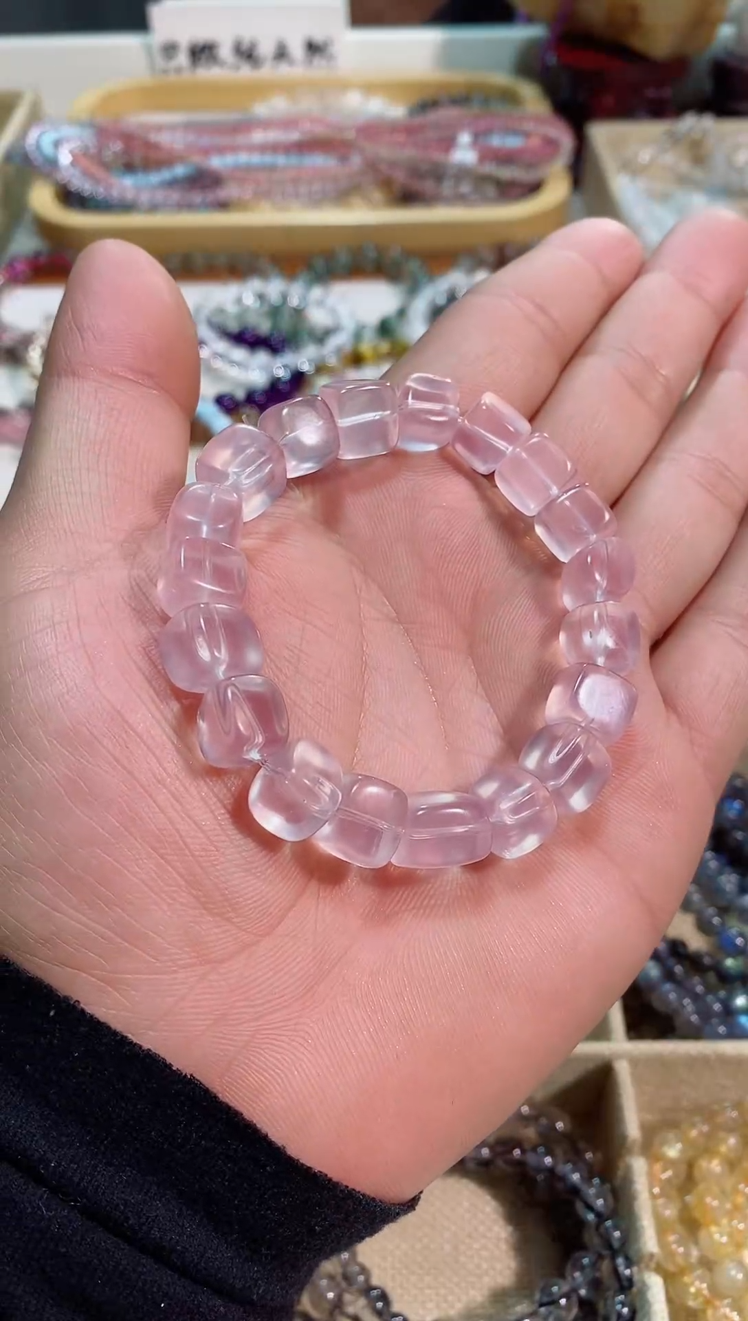 【闪购商品】水晶手链未镶嵌粉水晶方糖  (多样性发其一）