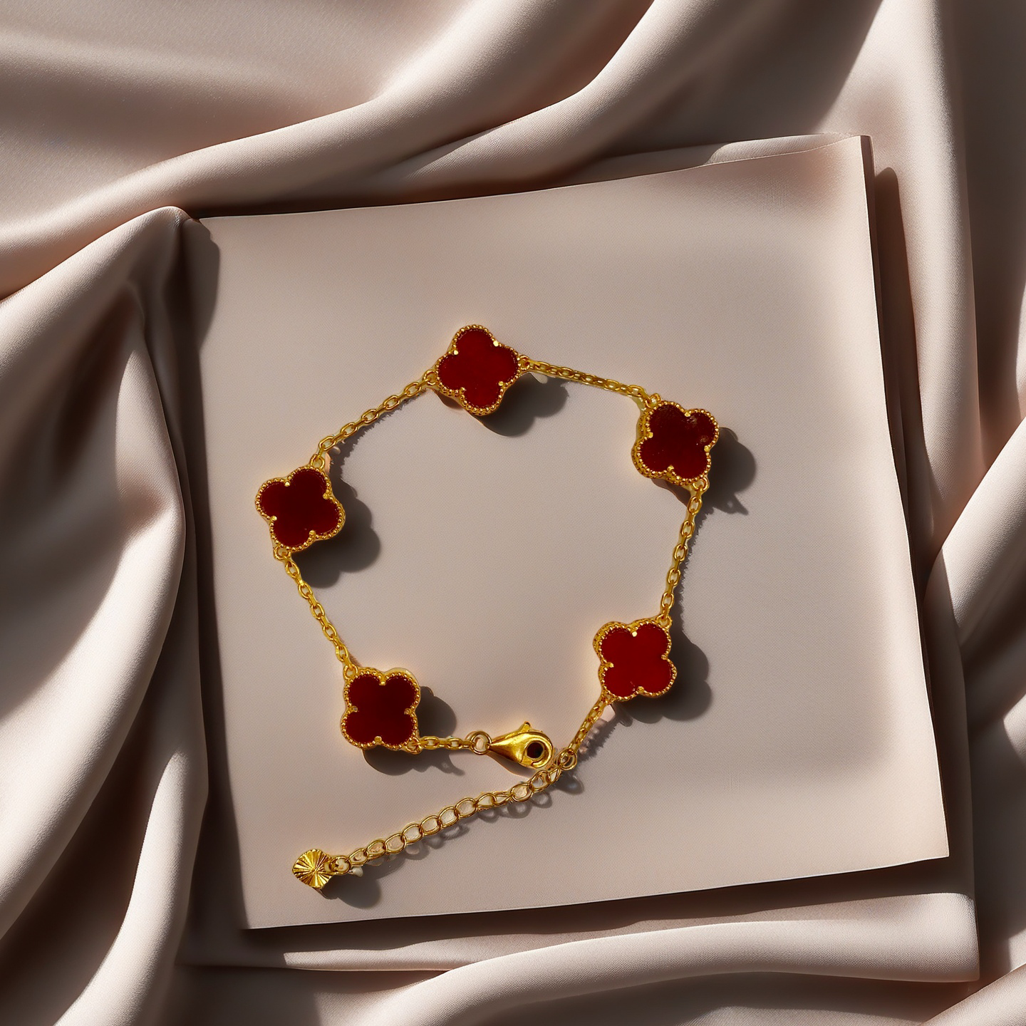 【质检发货】XM经典百搭红色四叶草 花卡约12mm长约20cm