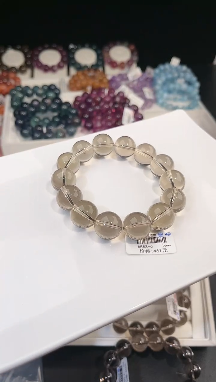 【闪购商品】水晶手链未镶嵌多样性发一茶晶16mm