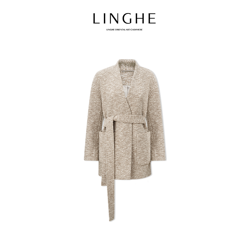 翎禾LINGHE-「岁月唱片」慵懒秋冬V领羊毛针织外套