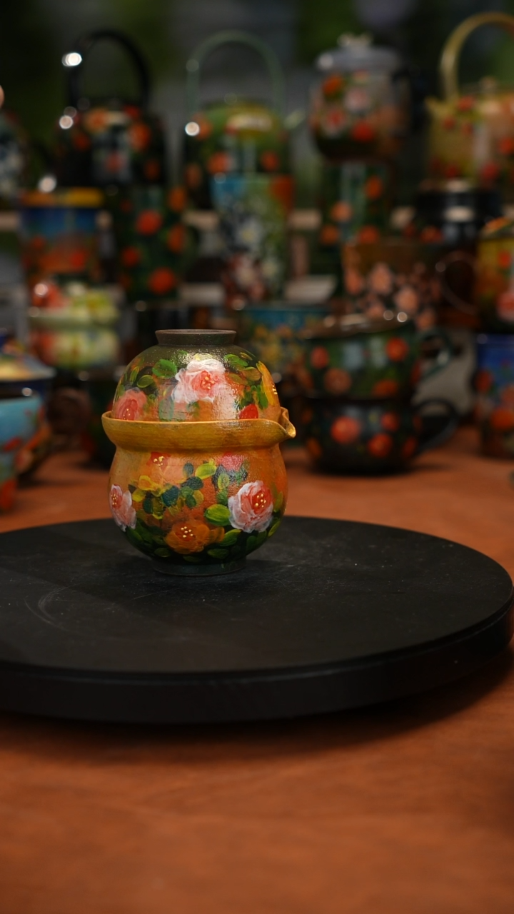 紫砂油画手绘釉下彩