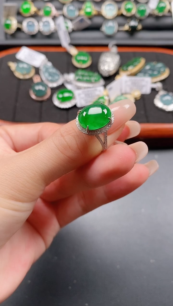 银S925镶嵌戒指翡翠111