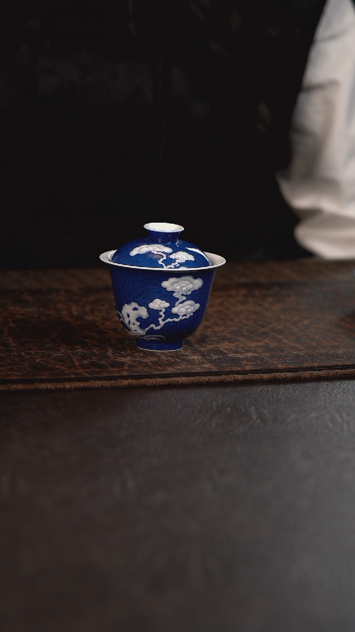 【闪购商品】杯初蓝舍洒蓝灵石灵芝盖碗