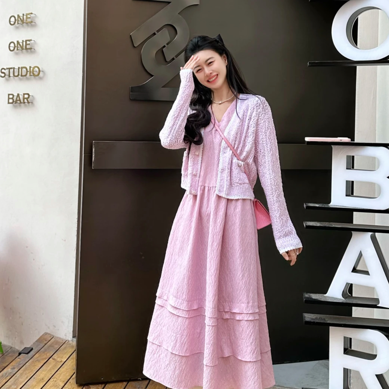 GIRDEAR/哥弟【水晶玫瑰】25S新款云朵裙气质立体提花连衣裙150027