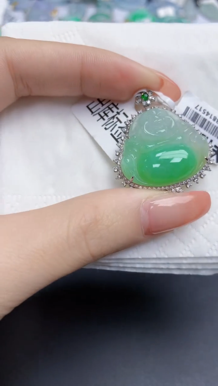 【闪购商品】翡翠颈饰18K金镶嵌天然缅甸翡翠A货