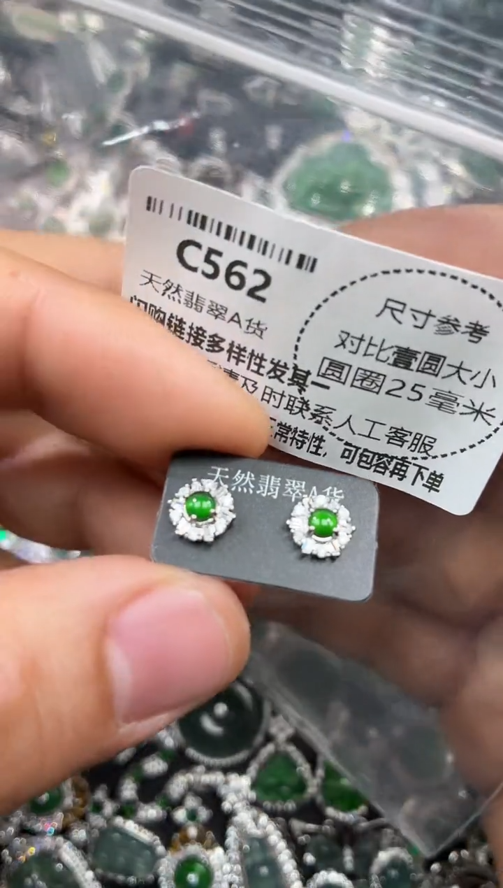颈饰未镶嵌翡翠C562耳钉