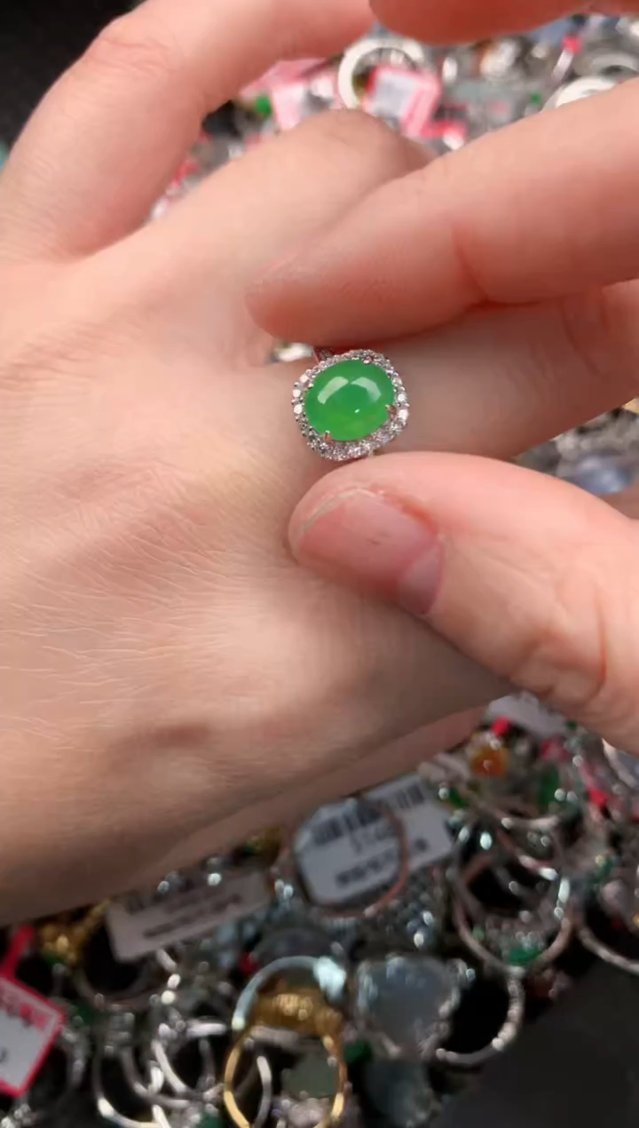 银S925镶嵌戒指翡翠999                  9