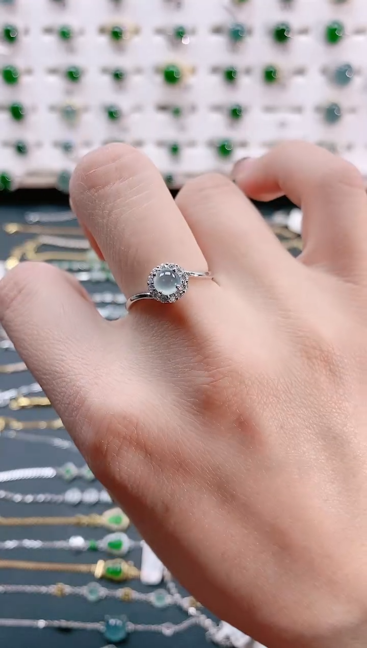 【闪购商品】翡翠戒指银S925镶嵌天然翡翠