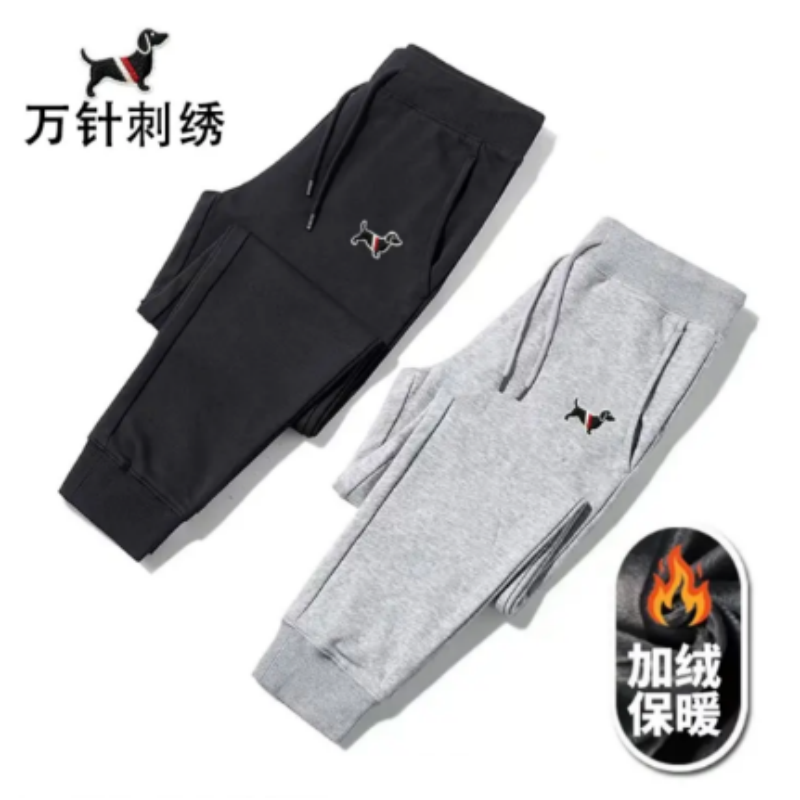 【加绒加厚】刺绣款加绒卫裤男女同款时尚百搭华棉裤子刺绣腊肠狗