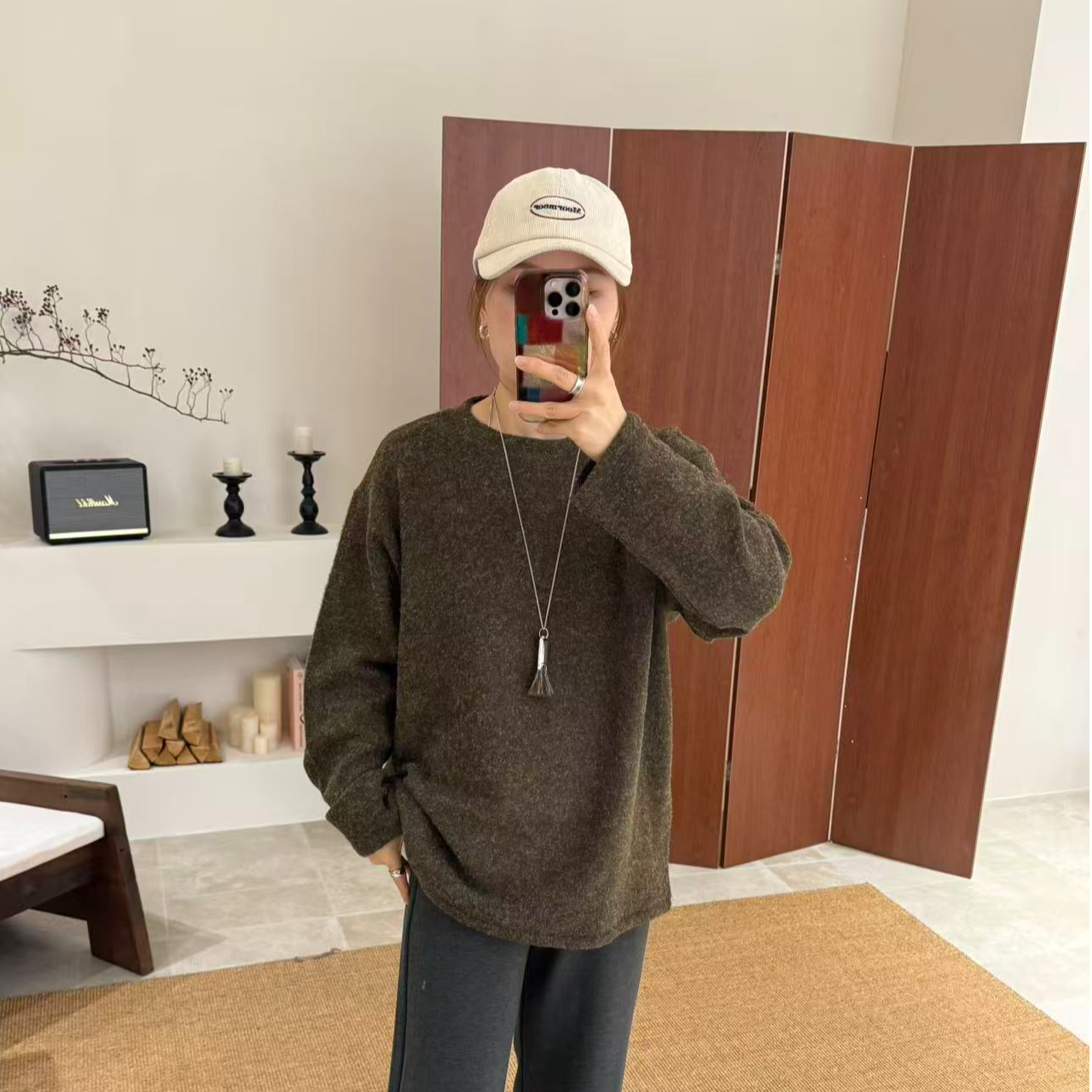 【暖意来袭】HANI冬季新款 圆领精致显瘦气质纯色打底衫T301