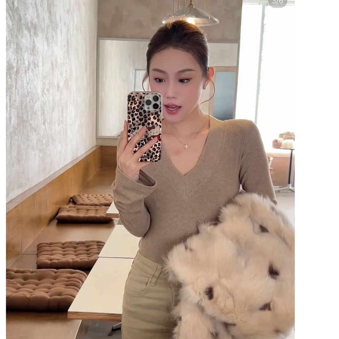 2025【慕斯拉绒】秋冬韩版气质高级感打底衫长袖百搭修身显瘦内搭女