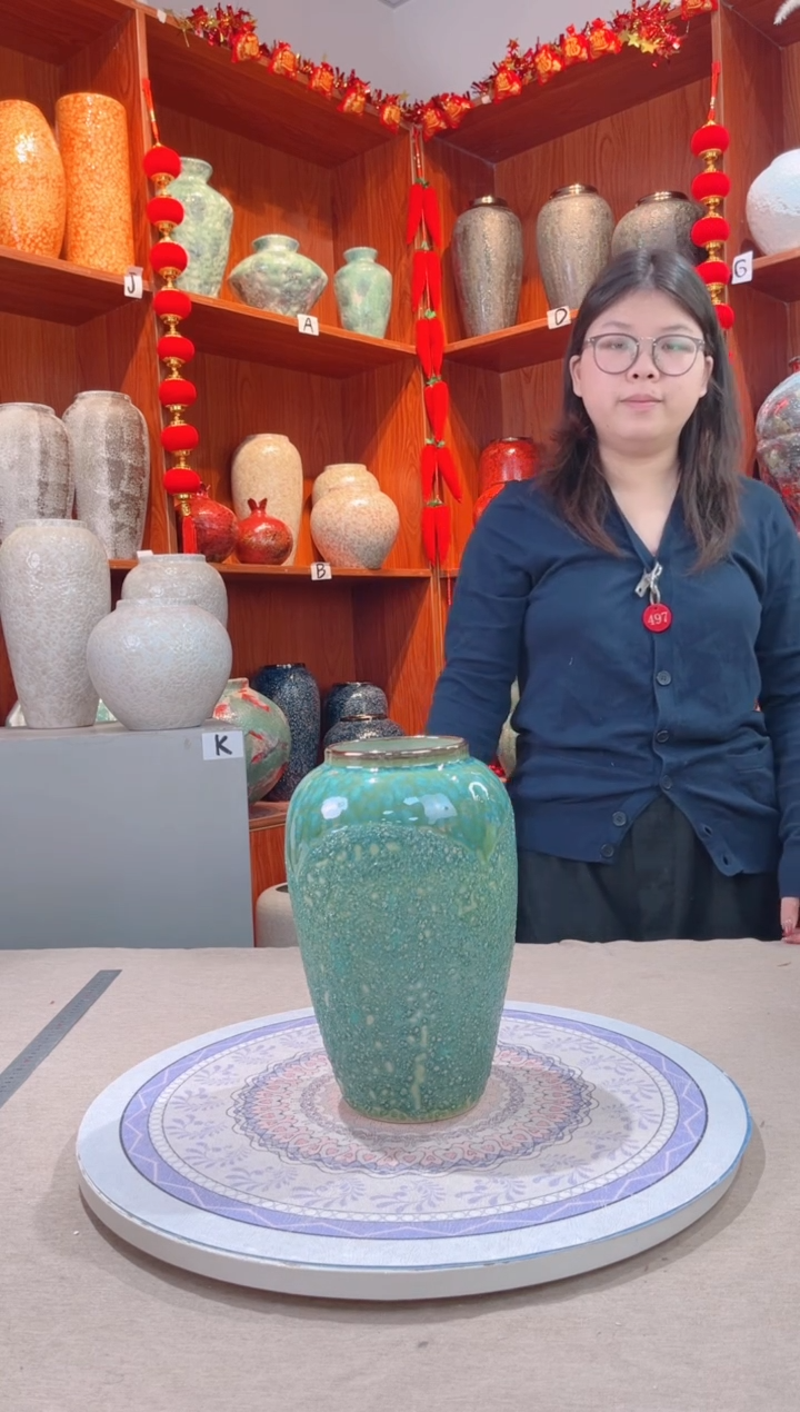 【闪购商品】瓶孤品 微瑕陶瓷花瓶 无花 绿森林 中号