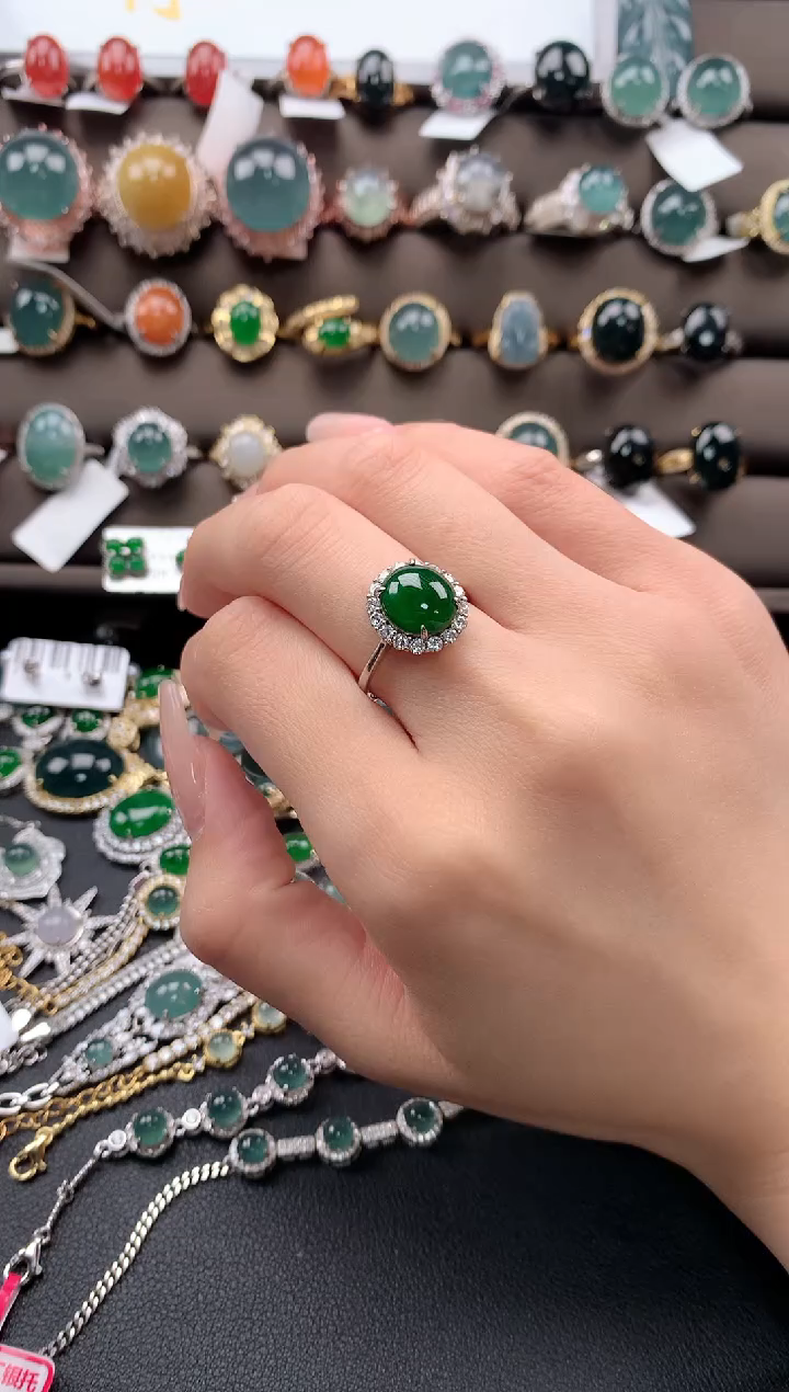【闪购商品】翡翠戒指银S925镶嵌432432423