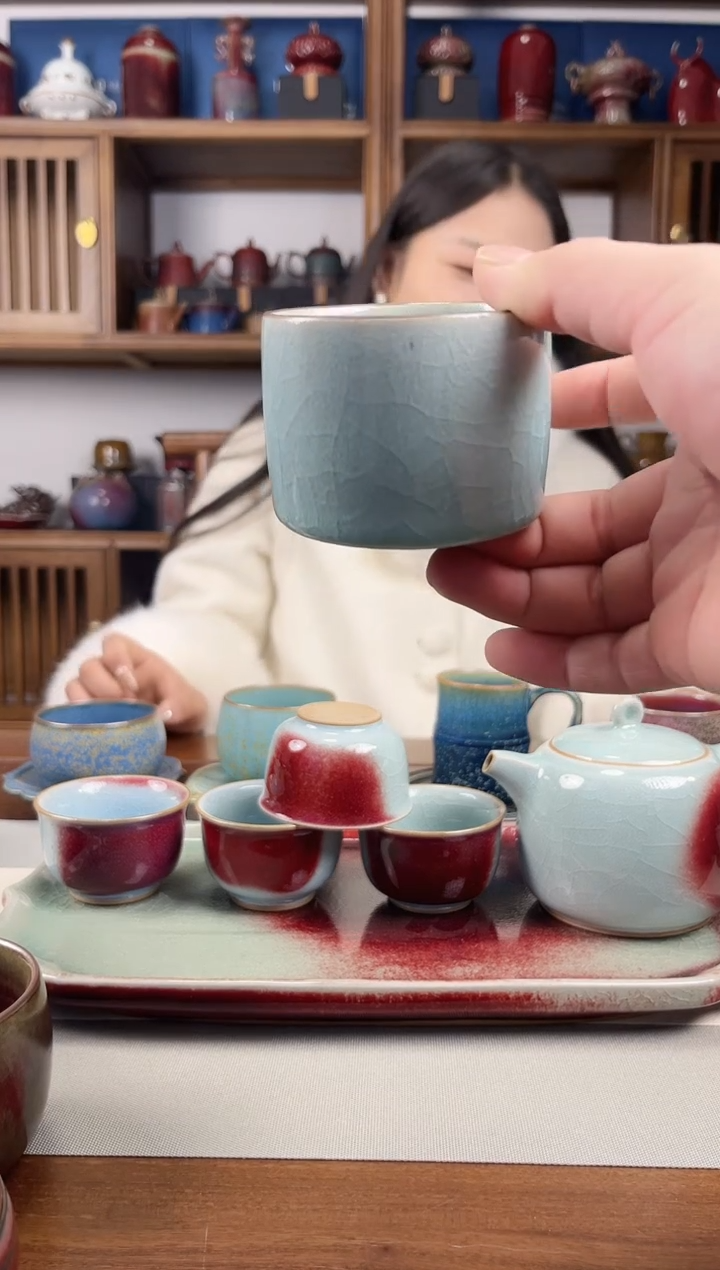 【闪购商品】瓷片钧尚源天青一壶四杯