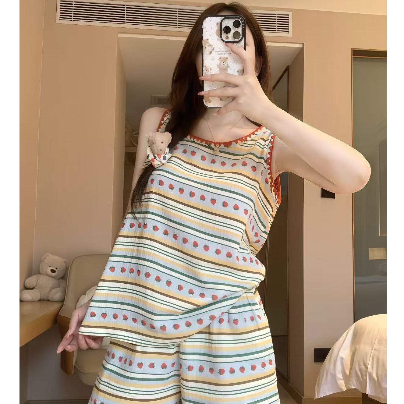 2号睡衣女夏季捡漏云朵棉睡衣三件套套装可外穿家居服套装