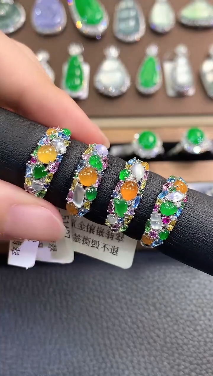 翡翠戒指18K金镶嵌春日珠宝 B83多样性一件发