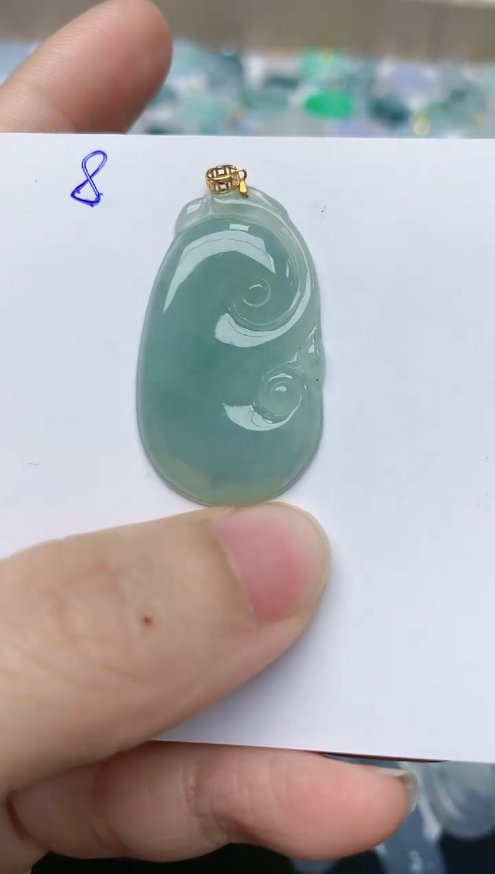【闪购商品】翡翠颈饰18K金镶嵌天然翡翠A货    