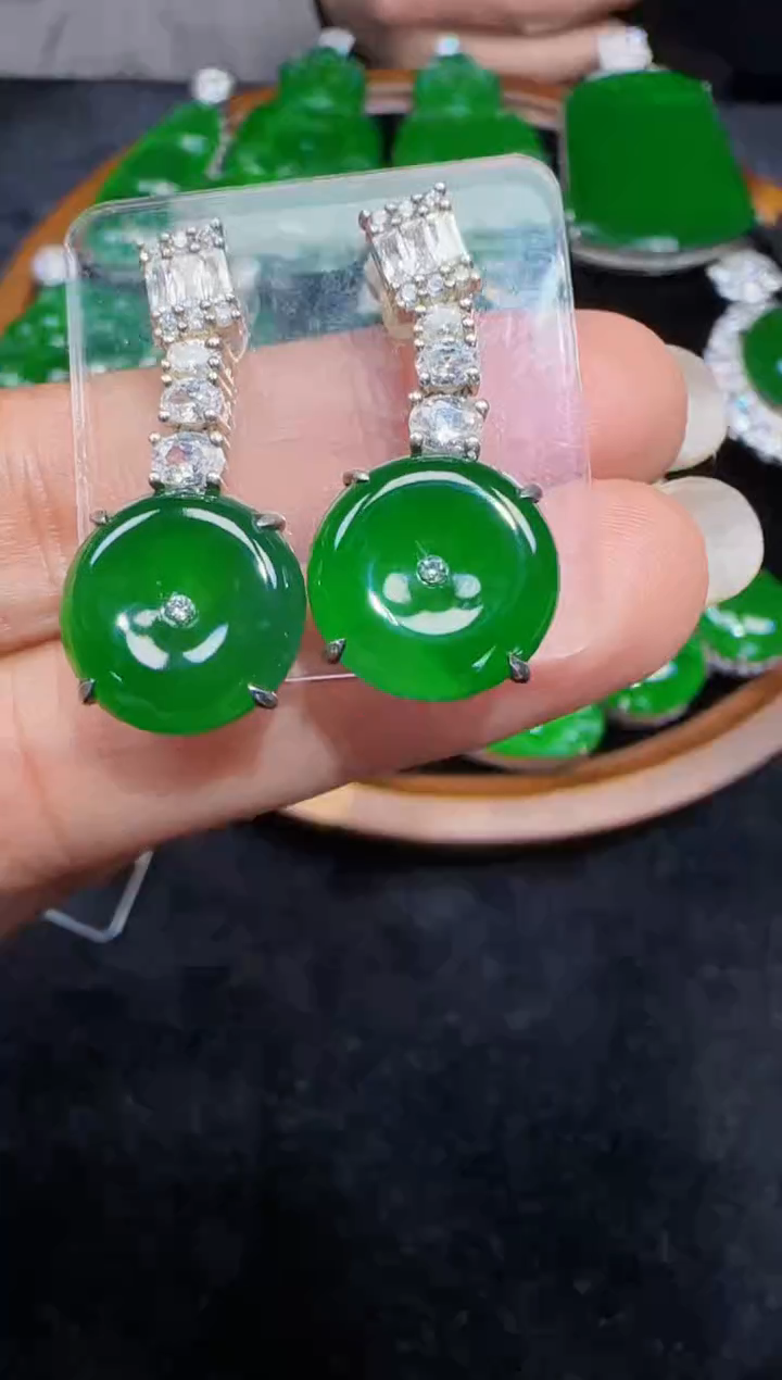 未镶嵌定制翡翠翡翠耳环171