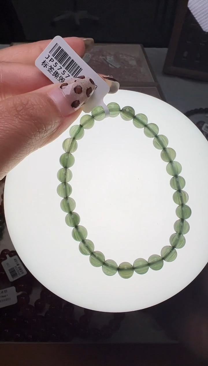 未镶嵌手串水晶绿发晶手串6mm+ JP57571 
