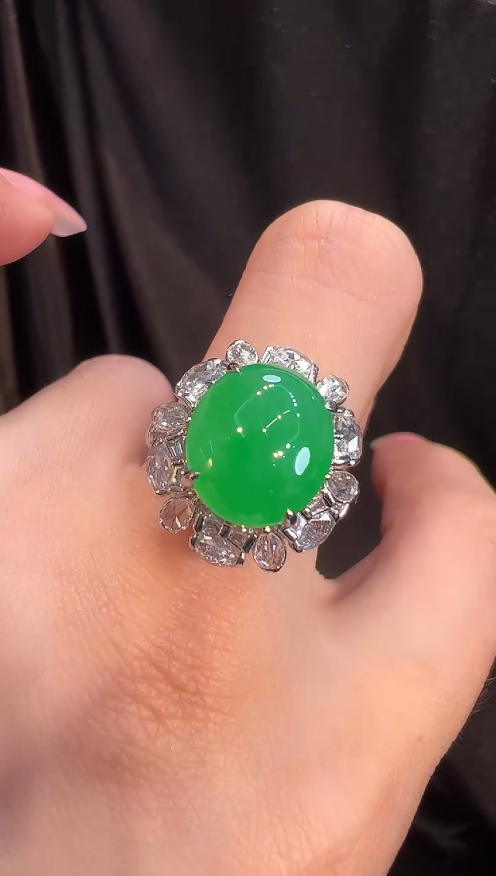 【闪购商品】翡翠戒指18K金镶嵌戒指