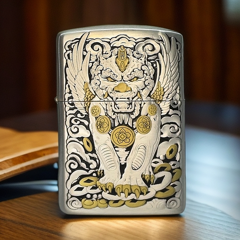 ZIPPO/之宝打火机聚财铜钱貔貅翅膀煤油送男士礼物生日个性立体