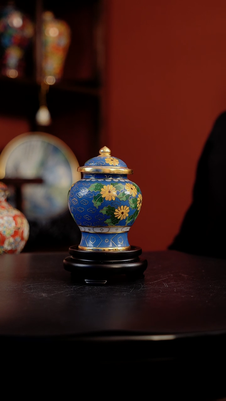 小雏菊纹饰将军罐  非遗珐琅景泰蓝手工艺