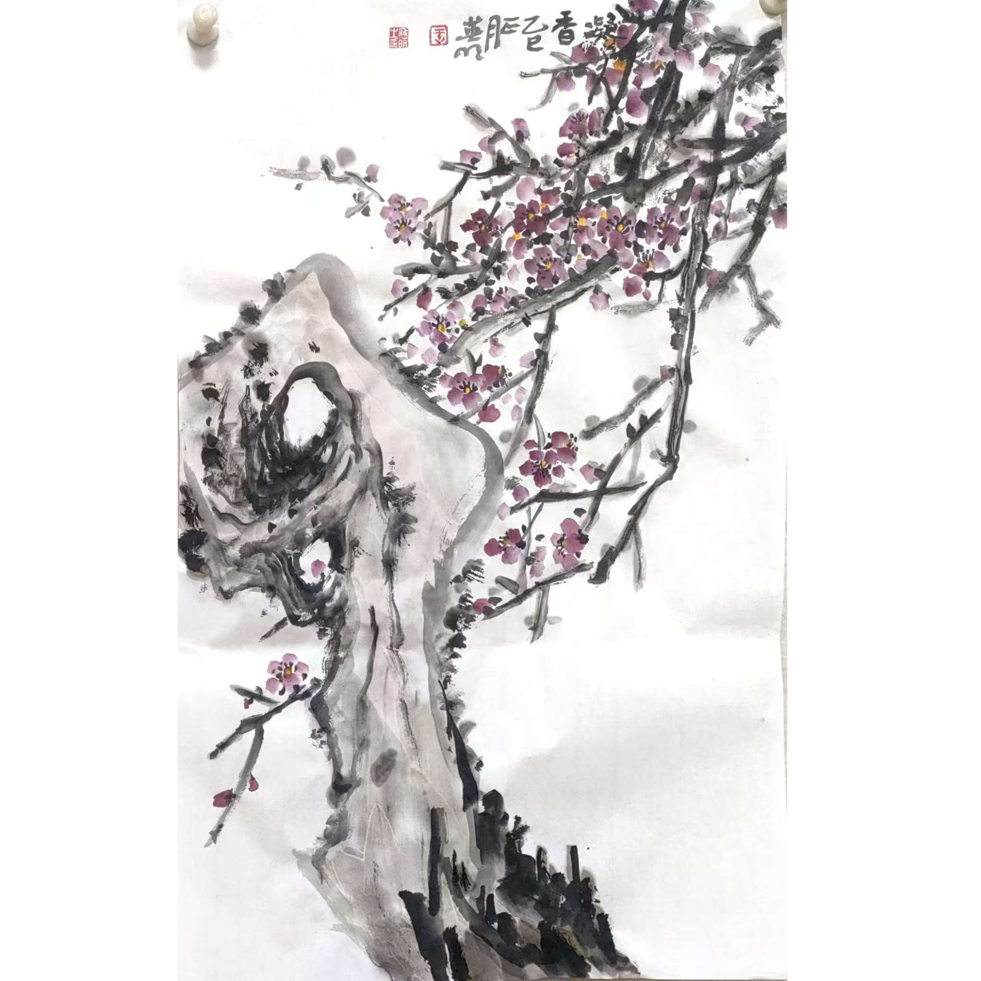 （荣宝堂老师专拍）王英明老师四尺三开花鸟画《凝香》
