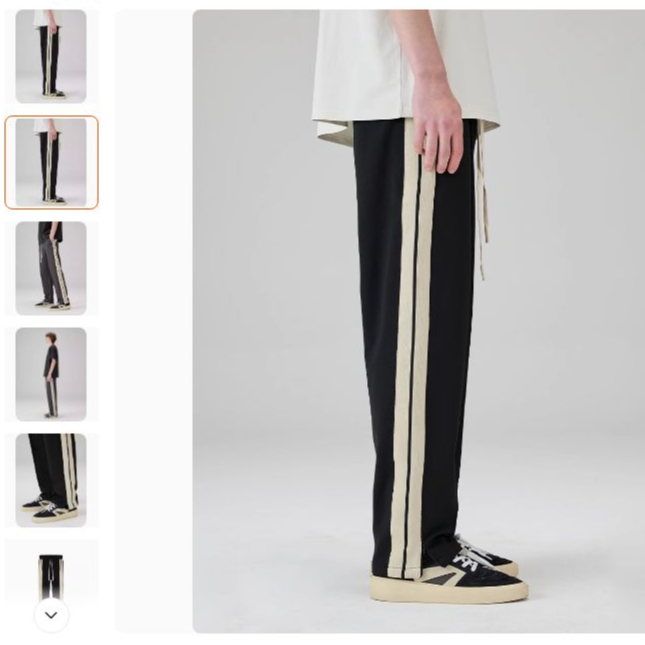 V09-111223-CLI单细条织带拼接设计休闲长裤