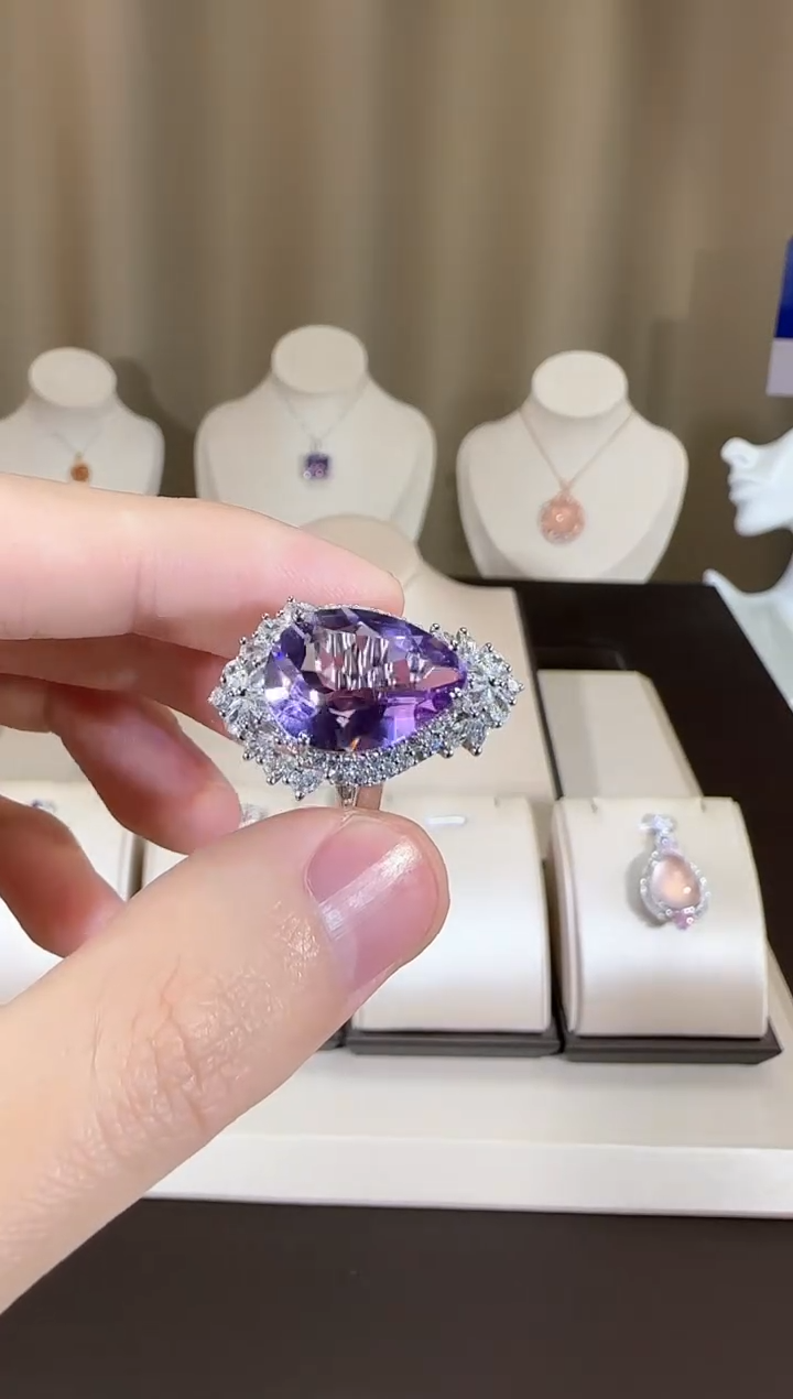 【闪购商品】紫晶戒指银S925镶嵌12*16mm