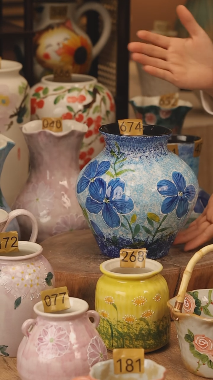 陶瓷景德镇设计师手作花器摆件侘寂风@M674@