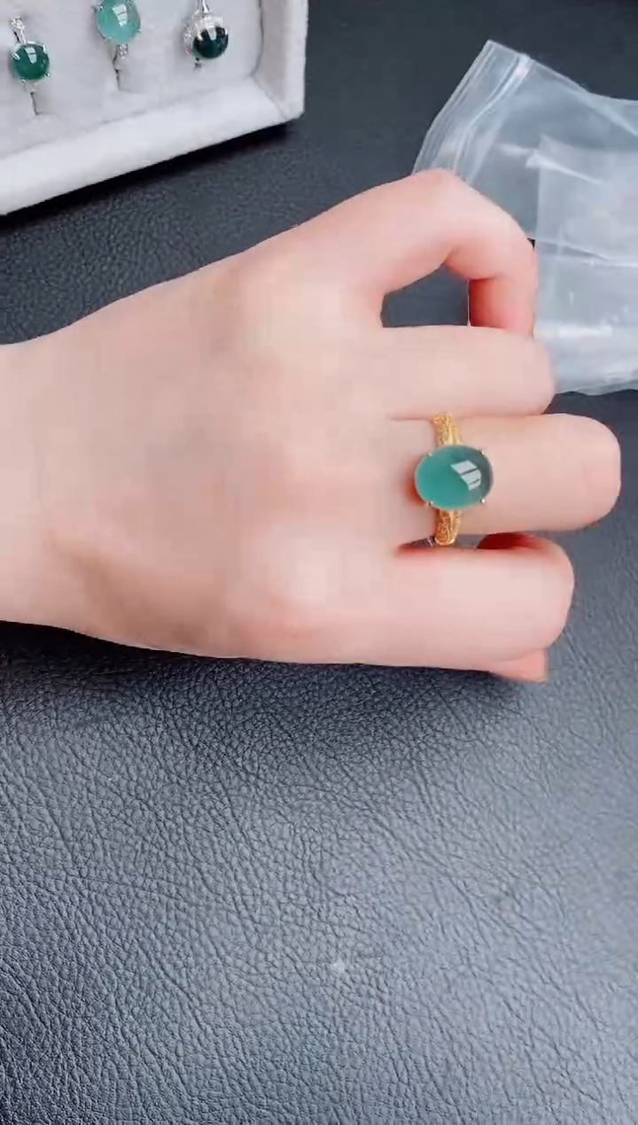 【闪购商品】翡翠戒指银S925镶嵌天然a货翡翠291