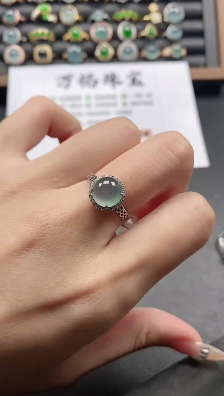 银S925镶嵌戒指翡翠51511