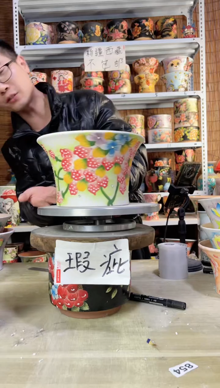 【闪购商品】摆件038陶花岛多肉陶瓷花盆罐——微瑕