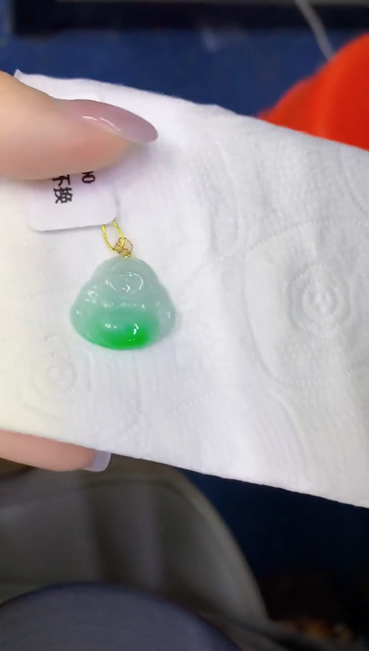 颈饰18K金镶嵌翡翠缅甸天然翡翠A货