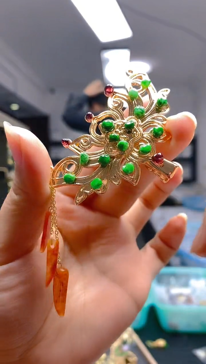 【闪购商品】翡翠耳饰合金0211翡翠发簪