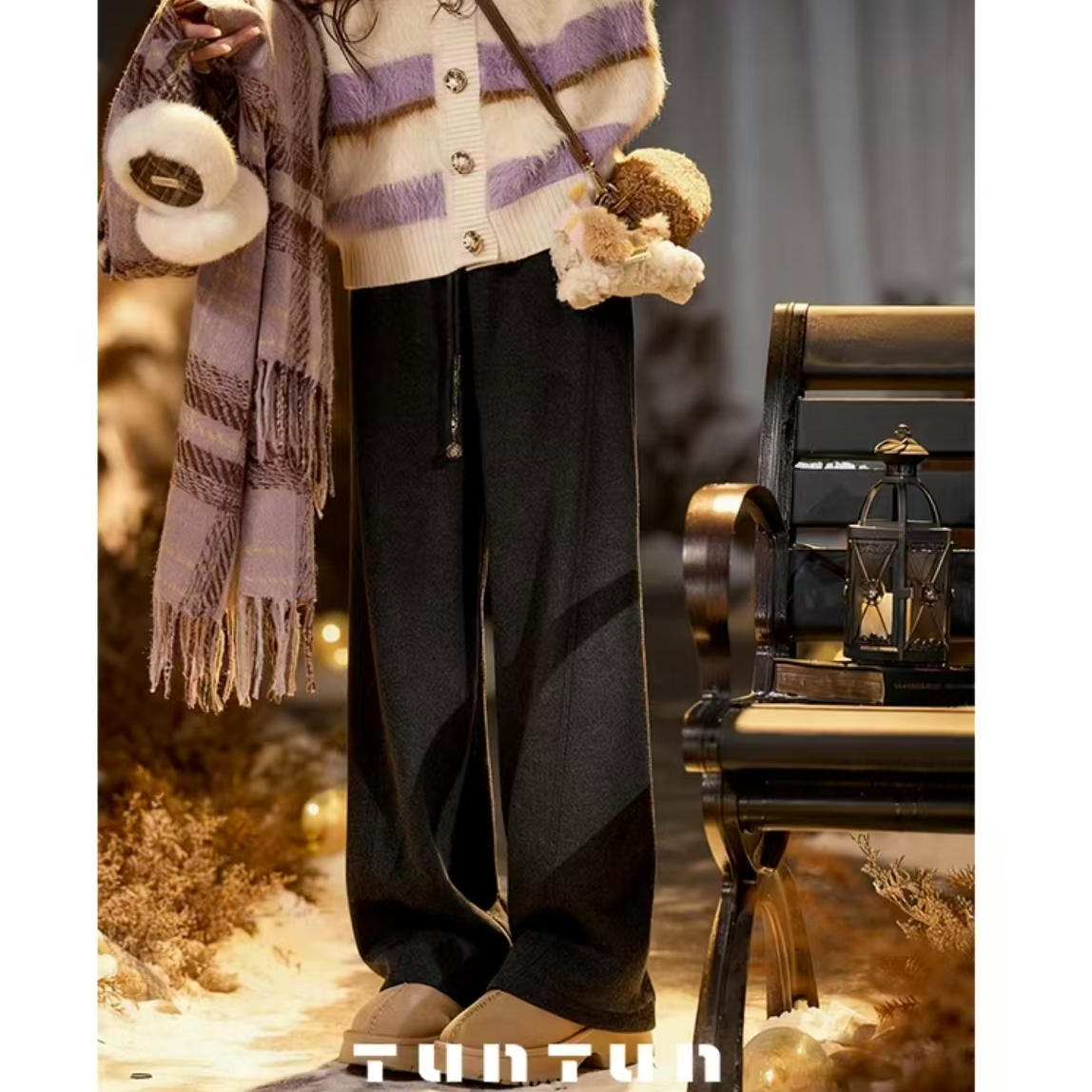 11月30号上新【糯米裤 黑灰】松紧腰长裤 女款