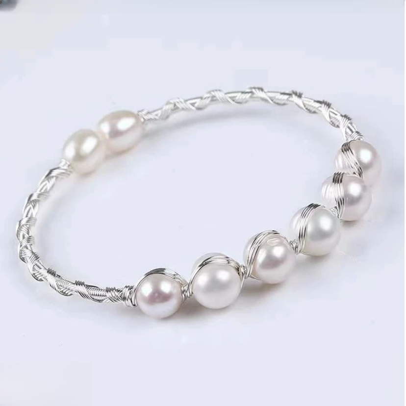 专柜同款手工时尚百搭简约经典珍珠手镯 手工diy1