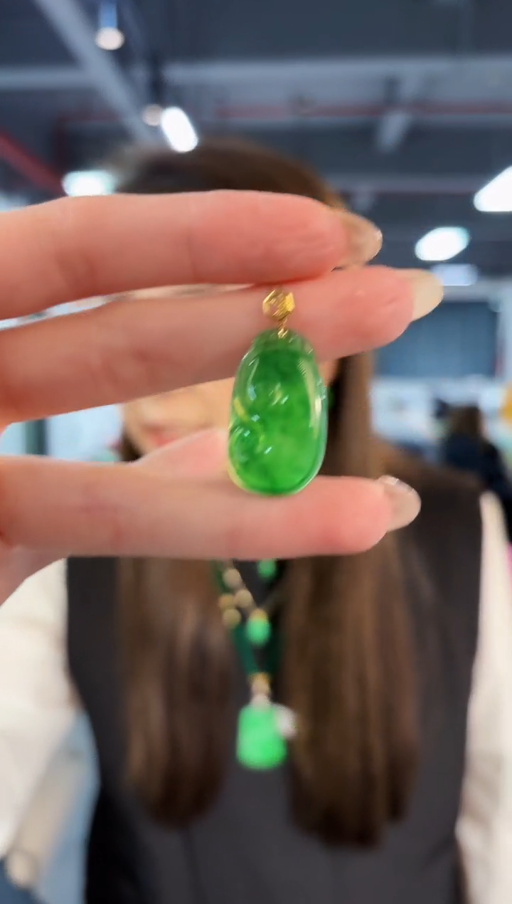 【闪购商品】翡翠颈饰18K金镶嵌缅料A货/支持复检/一件