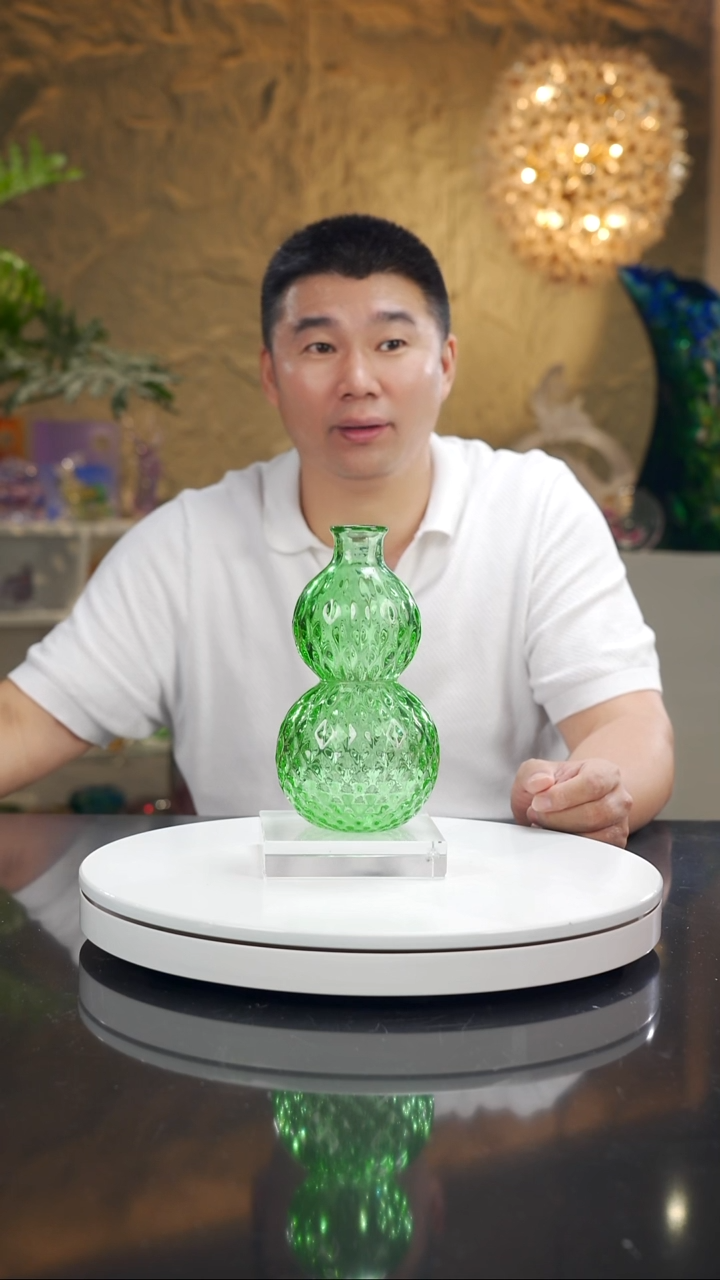 手工艺品琉璃福利绿色葫芦花瓶