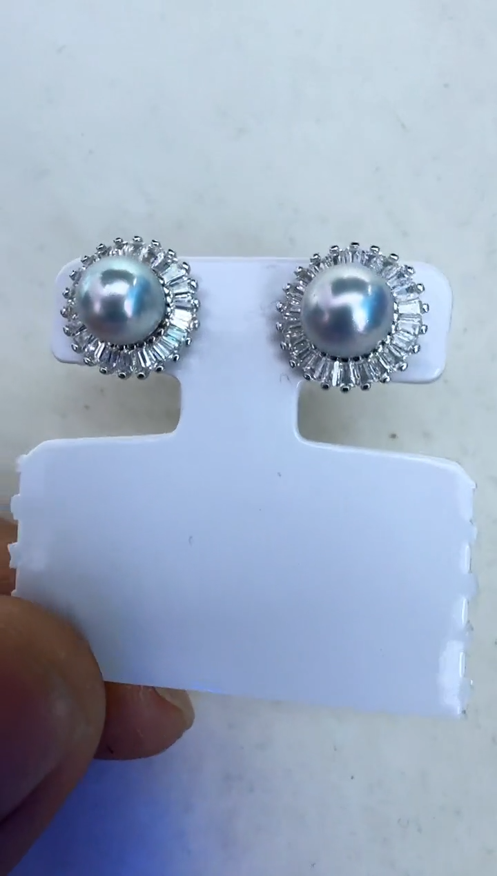 【闪购商品】海水珍珠耳饰银S925镶嵌耳钉
